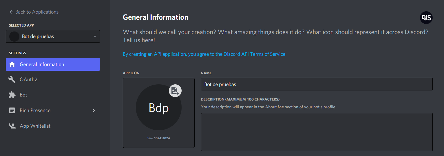 Aplicación creada con éxito